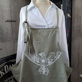 【sale】【背中がかわいい】エプロンドレス：エキゾチックバード：ピスタチオ【0721】