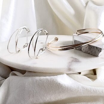 【期間限定】【夏の福袋】 silver925 14kgf diagonal フープピアス&  bangle 4連