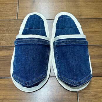 女性用★洗濯機丸洗いOK★スリッパ•室内履き★デニムリメイク　ルームシューズ
