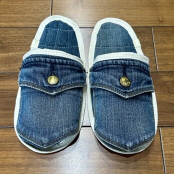 女性用★洗濯機丸洗いOK★スリッパ•室内履き★デニムリメイク　ルームシューズ