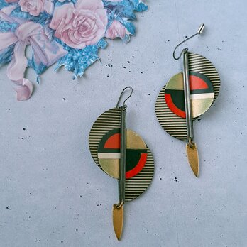 paper art geometric pattern dangle ヴィンテージピアス