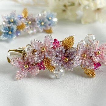 紫陽花のビーズバレッタ
