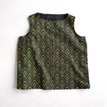 シュエシュエファブリック ボートネックブラウス Shweshwe Black x Green