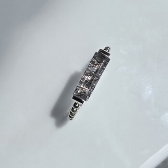 ブラックトルマリンinクォーツ　バゲットカット　月石座　シルバーSV925リング