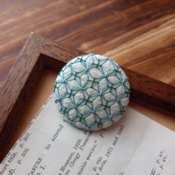 〈受注作成〉刺し子ブローチ　紫陽花
