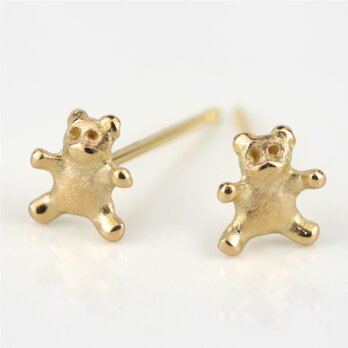 K18/くまモチーフピアス｜片耳販売 テディベア 甘くなりすぎないくま スタッドピアス 華奢