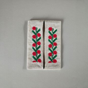 ハンガリー　ベレグ地方の刺繍　ポケットティッシュケースNo.1