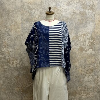 浴衣をリメイク　パッチワークブラウス 　kato0011   / 古布 着物 着物リメイク kimono