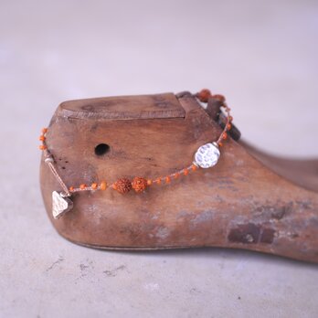 -Rudraksha・Karensilver- 'bonda beads' braid anklet