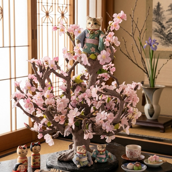 【一点物】和モダンの桜の木オブジェ －松山庭園美術館展示作品－
