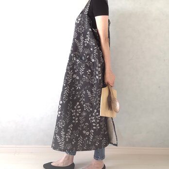 大人のボタニカルプリント・ライトキャンバス・ラップエプロン