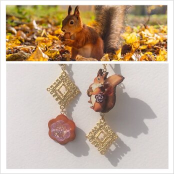 ★ナチュラル | フランス生まれのりす | Autumn is coming! ★ピアス 両耳