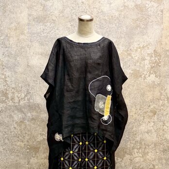 麻着物をリメイク　ブラウス 　kato0015   / 古布 着物 着物リメイク kimono