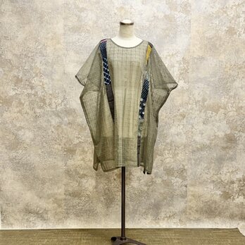 麻着物　をリメイク　ブラウス 　kato0019  / 古布 着物 着物リメイク kimono