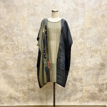 麻着物　をリメイク　ブラウス 　kato0020  / 古布 着物 着物リメイク kimono