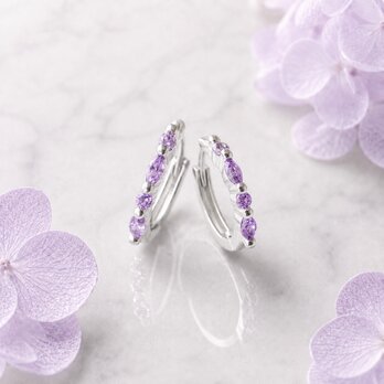 【数量限定】紫陽花のワンタッチフープピアス/イヤリング　シルバー　S９２５