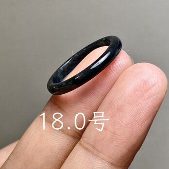 L18-12 黒翡翠 氷糯種 18.0号 グアテマラ産 A貨 本翡翠 くりぬき リング