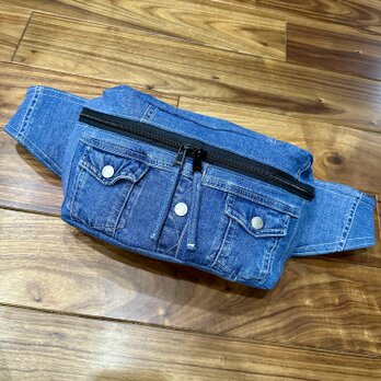 ボディバッグ★デニムリメイク★トートバッグ　マザーズバッグ　ウエストポーチ カバン 男前　アップサイクルのコピー