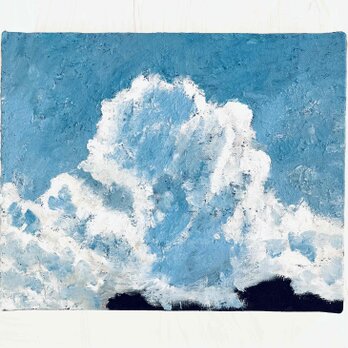 油彩画　原画「空と公園の木」アート　絵画 22×27㎝ F3　キャンバス　N