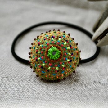 カラフルミラー刺繍ヘアゴム　まる
