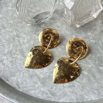 P790-ヴィンテージピアス U.S.A. 1980-90's Hammered Gold Textured Metal
