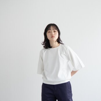 5部袖ラグランカットソー/white