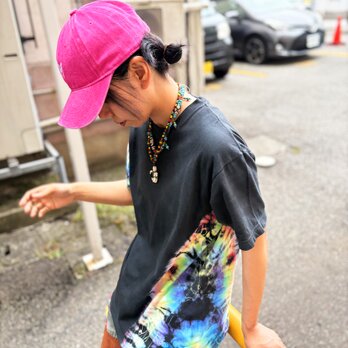 タイダイ Tシャツ Mサイズ ブラック×カラフル Hippies Dye HD26-12