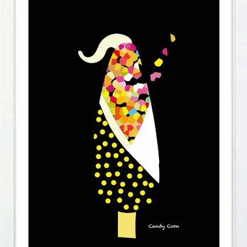 コーンキャンディ　野菜　送料無料 　アート/sei新着作品/新着順　イラスト　A4〜A0　ポスター　アートポスター　3081