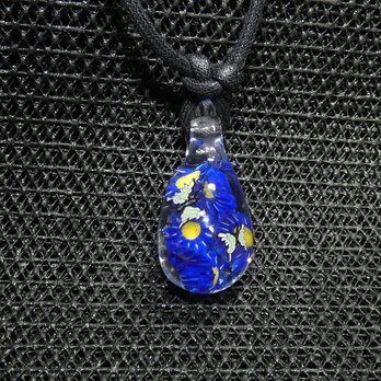 螺旋ブルーディジーと蝶々　NO.162（ガラス、とんぼ玉、一点物、伝統工芸）