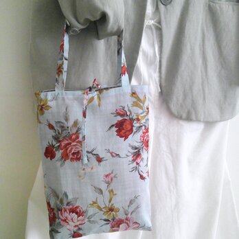 花cotton×格子柄linen ToteBag