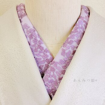 2ウェイの刺繍半衿 菖蒲色の刺繍