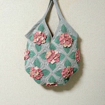 ✳紫陽花バッグ（ピンク系）ショルダーストラップ付き✳