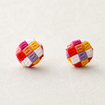 絽ざし刺繍ピアス みちしるべ ｜ 国産絹糸　手刺繍　和モダン
