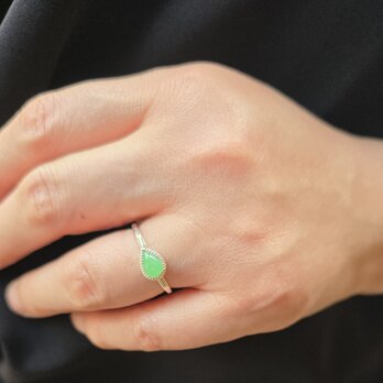 翡翠　Jadeite　0.751ct　しずくカボション　シルバーSV925リング