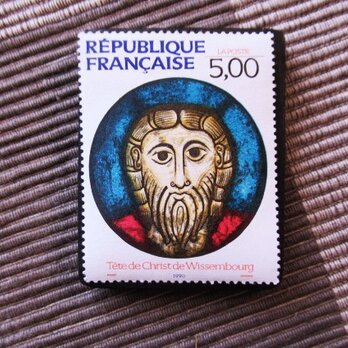 フランス　美術1990年　切手ブローチ10968