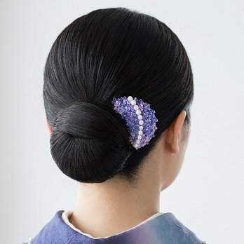 【 ヘアコーム 】 紫陽花の彩 / 着物 和装 浴衣 夏 紫 紫色 あじさい つまみ細工 母の日 おだんご シニヨン