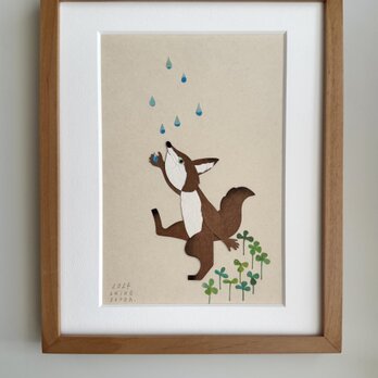 【原画】りす切り紙作品（額装済）