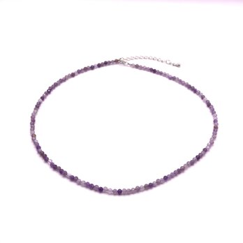 ラベンダーカラー繊細アメジストのシンプルネックレス＊41ｃｍ＊3ｍｍ◇送料無料♪