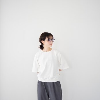 5部袖ラグランカットソー/white