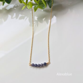 深海の輝き＊マダガスカル産サファイヤの一粒華奢ネックレス K14GF ［9月誕生石 / 天然石ジュエリー］