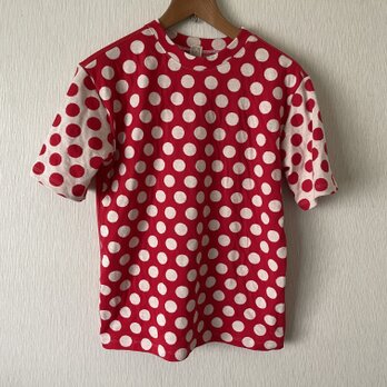 ドット切替半袖Tシャツ赤白F