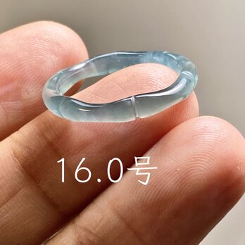 L18-56 氷種 16.0号 竹節 リング グアテマラ産 A貨 本翡翠 くりぬき