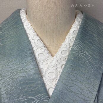 綿の刺繍半衿 白サークル