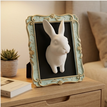 うさぎ（ハバナ）の壁掛けレリーフ 3Dプリント 白PLA インテリア