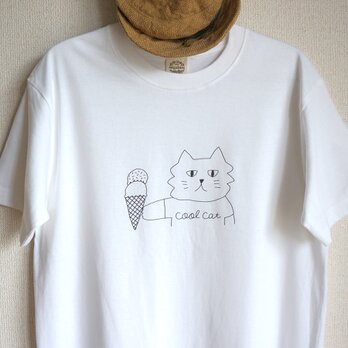 オーガニックコットン【半袖/長袖】「cool cat（ブラック×ナチュラル／ホワイト）Tシャツ