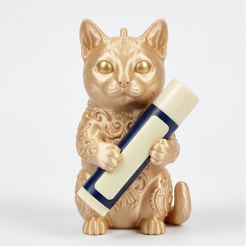 猫（マンチカン）の3Dプリント リップケース シルクゴールド キーホルダー
