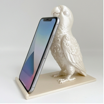 インコ（ナナイロメキシコインコ）のスマホスタンド 卓上 シルクホワイト