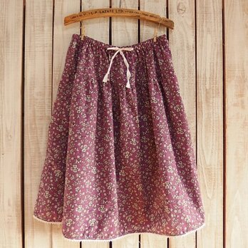 2段ティアードスカート（No.04/紫地白小花）の画像