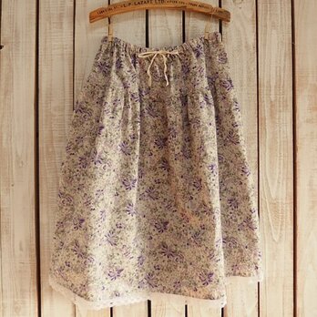 2段ティアードスカート（No.05/紫小花）の画像
