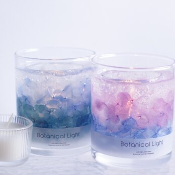 星降る夜の紫陽花｜紫陽花とカスミソウのボタニカルキャンドルホルダー｜選べる香り・LEDキャンドルセット